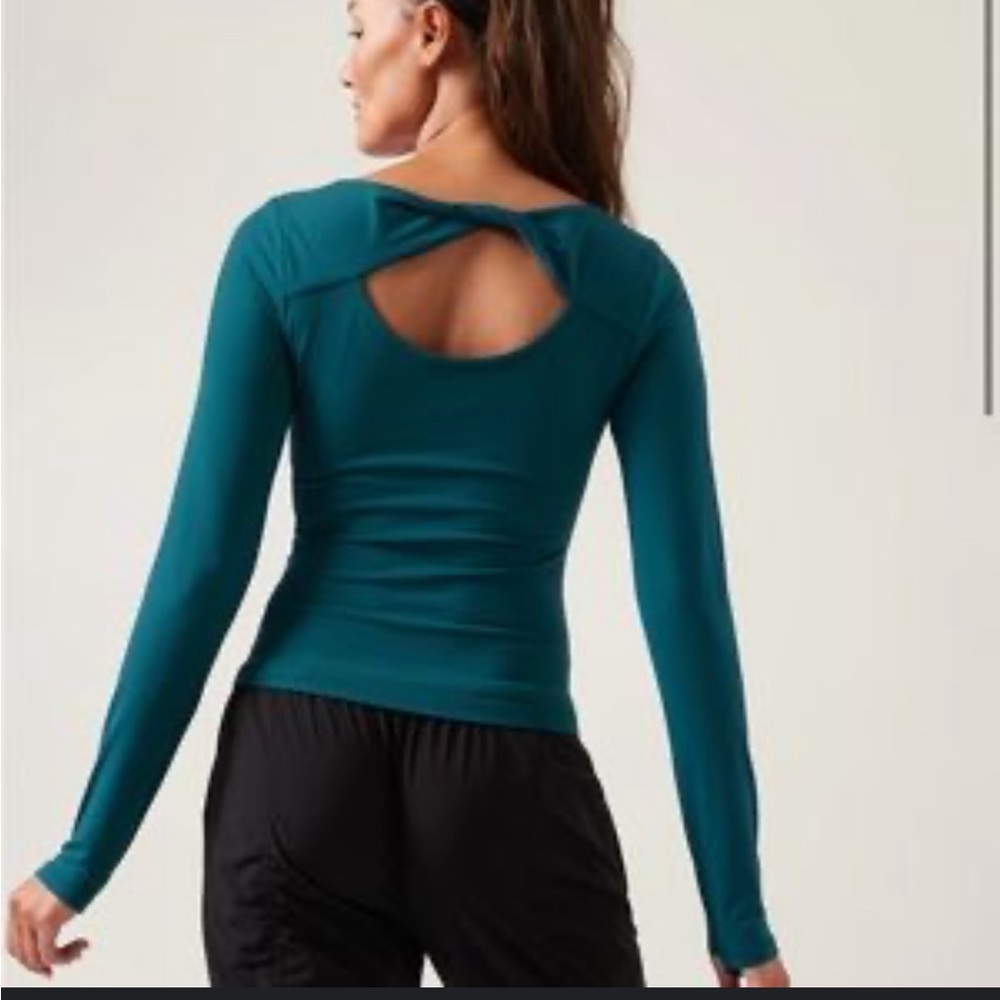 Never worn Athleta Jacquard Flexlight Train Top in Coastal Teal Heather, Size XS